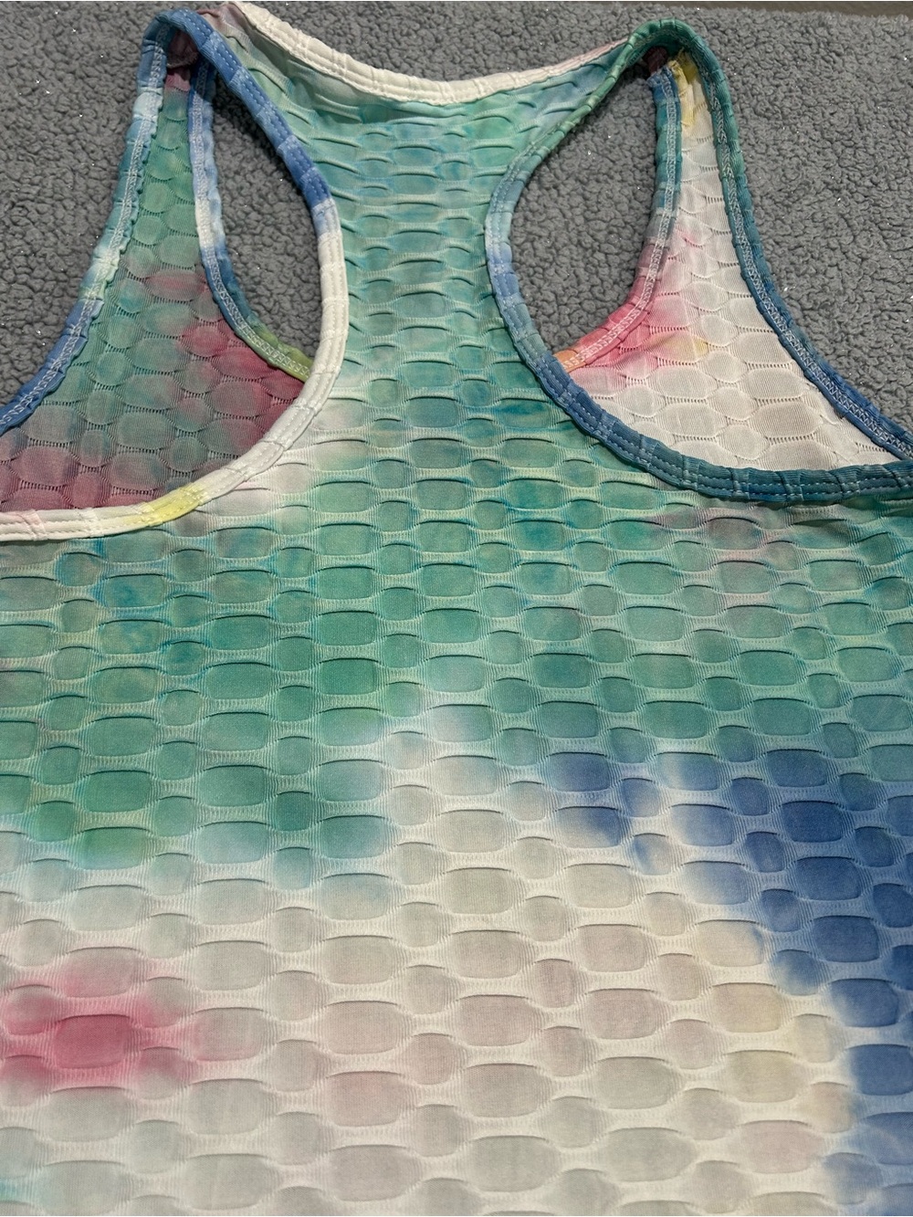 OTOS Tie-Dye Textured Racerback Tank Top - Multi-Color - Picture 4 of 4